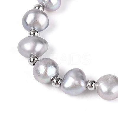 Adjustable Pearl and Brass Beaded Slider Bracelets BJEW-T022-15B-1