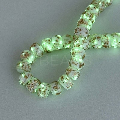 Luminous Handmade Gold Foil Glass Beads Strands FOIL-N029-02A-10-1