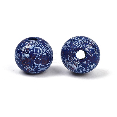 Independence Day Theme Wood European Beads WOOD-Z005-01C-03-1