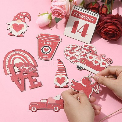 30Pcs 10 Styles Single Face Printed Wood Big Pendants Kit WOOD-CJC0011-11-1