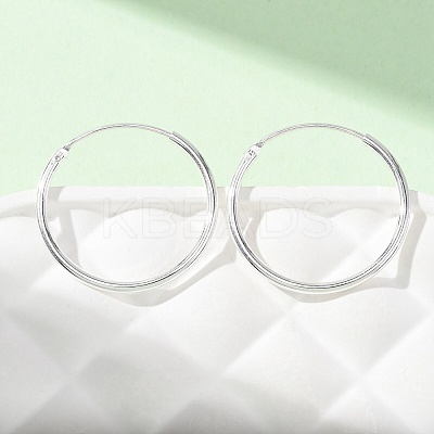 925 Sterling Silver Huggie Hoop Earrings EJEW-C179-05A-S-1