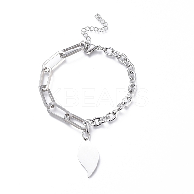 Non-Tarnish 304 Stainless Steel Paperclip Chains & Cable Chain Jewelry Sets SJEW-K153-12P-1