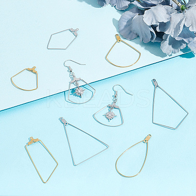 32Pcs 16 Style Teardrop & Fan & Kite & Rhombus & Triangle 304 Stainless Steel Wire Pendants STAS-UN0045-53-1