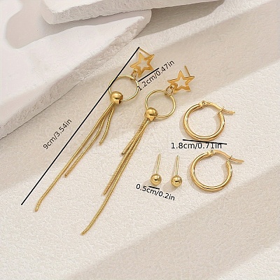 Stainless Steel Star Tassel Earrings Sets LS-OV1980-2-1