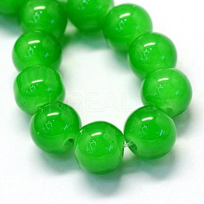 Baking Paint Imitation Jade Glass Round Bead Strands DGLA-Q021-6mm-10-1