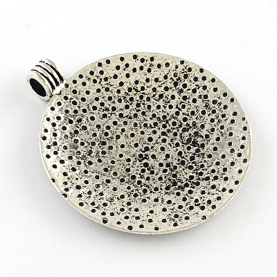 Tibetan Style Flat Round with Flower Alloy Big Pendants LS-TIBEP-Q056-15R-NR-1