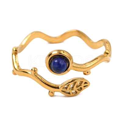 Natural Lapis Lazuli Finger Rings RJEW-Q822-36G-02-1
