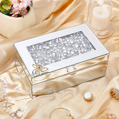 Crushed Diamond Mirrored Jewelry Storage Cases CON-WH0100-22-1