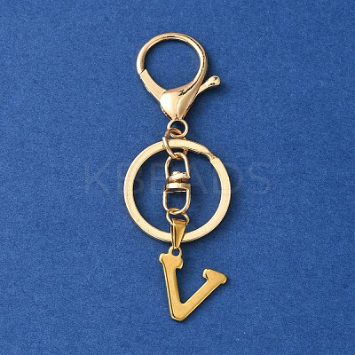 304 Stainless Steel Initial Letter Charm Keychains KEYC-YW00005-22-1