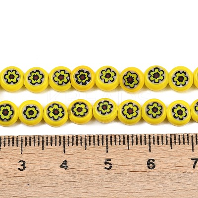 Handmade Millefiori Glass Flat Round Bead Strands LK-P010-06-1