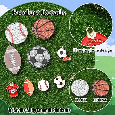 Sports Ball Acrylic & Alloy Enamel Pendants Findings Kits FIND-YW0006-57-1