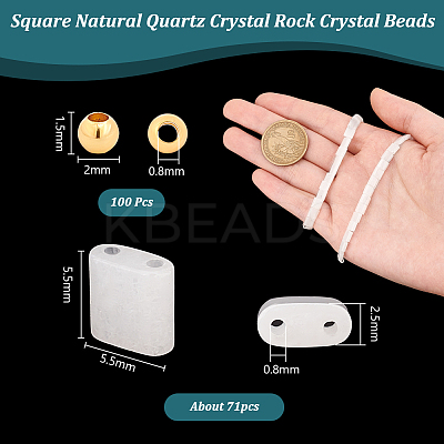 1 Strand Square Natural Quartz Crystal Rock Crystal Beads Strands G-NB0005-55-1