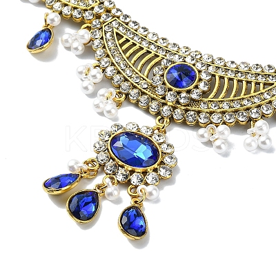 ABS Plastic Pearl & Rhinestone Oval Jewelry Set SJEW-D011-01B-G-1
