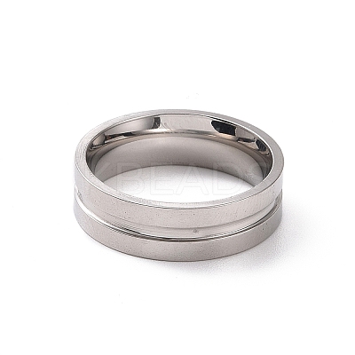 Non-Tarnish 201 Stainless Steel Grooved Line Finger Ring for Women RJEW-I089-30P-1