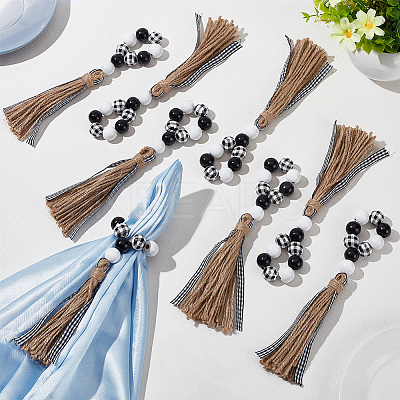 Christmas Theme Wood Beaded Napkin Ring AJEW-AB00032-1
