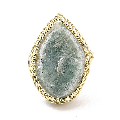 Natural Amazonite Horse Eye Wrapped Adjustable Ring G-D458-03G-08-RS-1