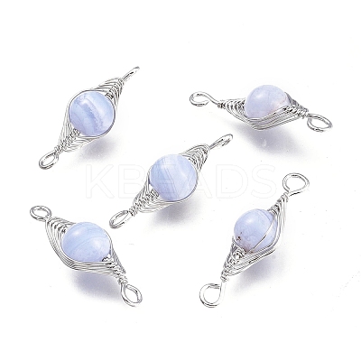 Natural Blue Lace Agate Links Connectors X-G-K305-A05-P-1