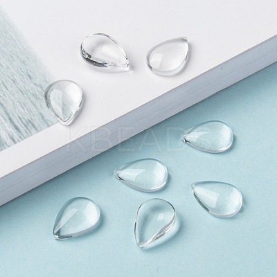 Transparent Teardrop Glass Cabochons GGLA-R024-14x10-1