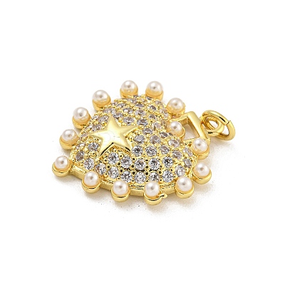 Rack Plating Brass Pave Cubic Zirconia Pendants KK-G513-31G-1
