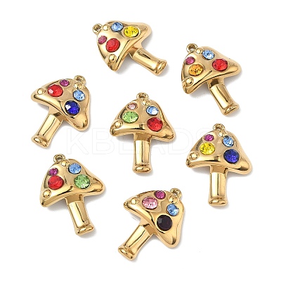 304 Stainless Steel Rhinestone Pendants STAS-L308-01G-1