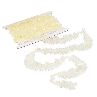 10 Yards Polyester Pleated Elastic Lace Trim SRIB-TA0001-23C-1