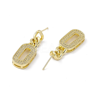 Clear Cubic Zirconia Oval Dangle Stud Earrings EJEW-I277-14G-1