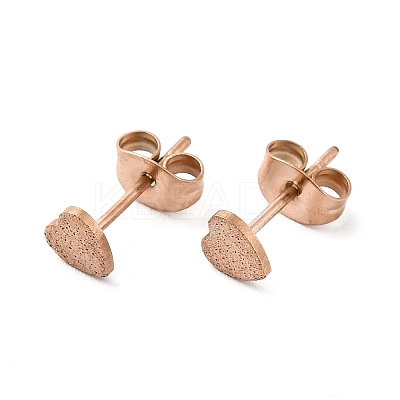 Ion Plating(IP) 304 Stainless Steel Haart Stud Earrings for Women EJEW-K243-02RG-1