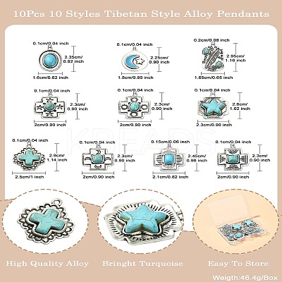 10Pcs 10 Styles Tibetan Style Alloy Pendants FIND-CJ0002-17-1