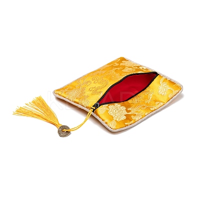 Chinese Brocade Tassel Zipper Jewelry Bag Gift Pouch ABAG-F005-02-1