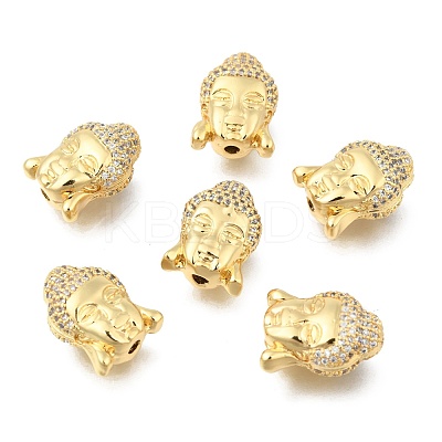 CZ Brass Micro Pave Grade AAA Cubic Zirconia 3D Buddha Head Beads ZIRC-L012-03G-NR-1