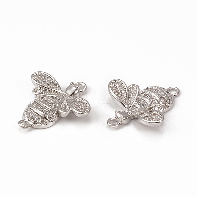 Brass Micro Pave Cubic Zirconia Connector Charms KK-E068-VB363-1