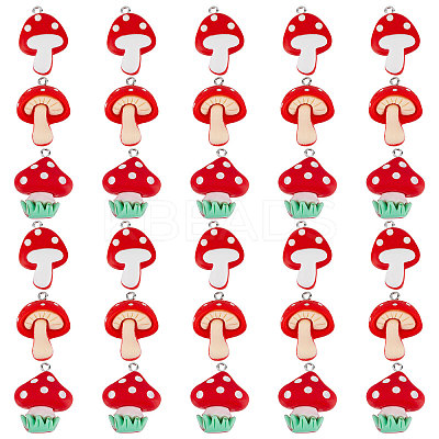 30Pcs 3 Styles Opaque Resin Pendants RESI-SC0002-39-1