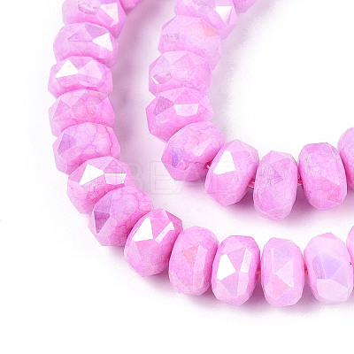 Anti-Tarnish Electroplate Glass Beads Strands GLAA-T025-8mm-11G-1