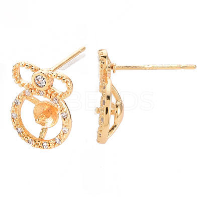 Brass Micro Pave Clear Cubic Zirconia Earring Findings X-KK-T062-218G-NF-1