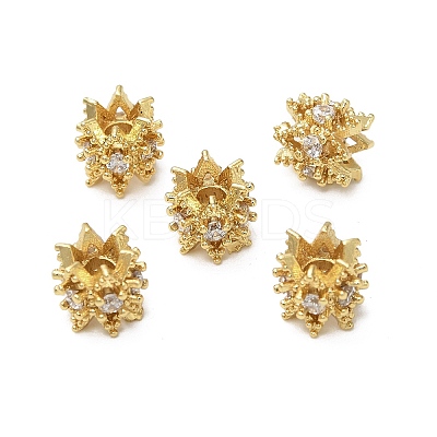 Brass Micro Pave Cubic Zirconia Beads KK-B142-22G-1