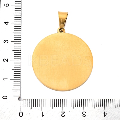 Ion Plating(IP) 304 Stainless Steel Flat Round with Word Lord's Prayer Cross Pendants STAS-P085-25-1
