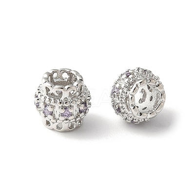 Brass Micro Pave Cubic Zirconia European Beads KK-U067-07P-1