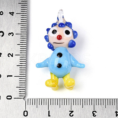 Handmade Lampwork Clown Figurine Pendants LAMP-T025-09M-1
