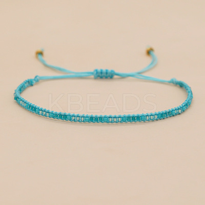 Bohemian Braided Adjustable Glass Seed Beaded Bracelets EX8332-6-1
