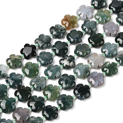 Natural Moss Agate Beads Strands G-NH0009-A01-02-1