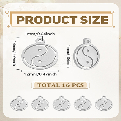 16Pcs 304 Stainless Steel Charms STAS-LP0003-22-1
