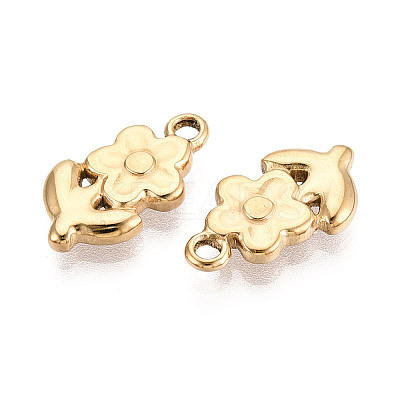 304 Stainless Steel Flower Pendants STAS-T069-30G-1