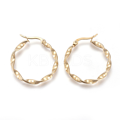 201 Stainless Steel Hoop Earrings LS-EJEW-A054-05A-G-1