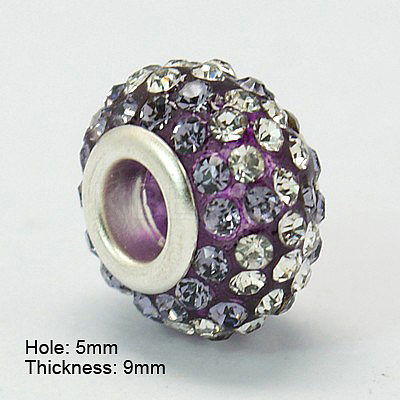 Resin Rhinestone European Beads GPDL-C004-01S-1
