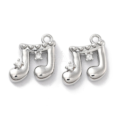 Brass Micro Pave Clear Cubic Zirconia Charms KK-M102-47P-1