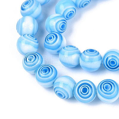Handmade Millefiori Glass Round Beads Strands LK-R004-93B-1