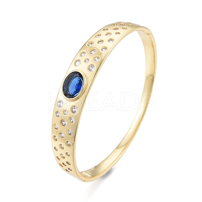 Cubic Zirconia Oval Hinged Bangle BJEW-G651-10G-02-1