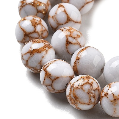 Synthetic Gold Line Turquoise Beads Strands G-A255-A03-01C-1