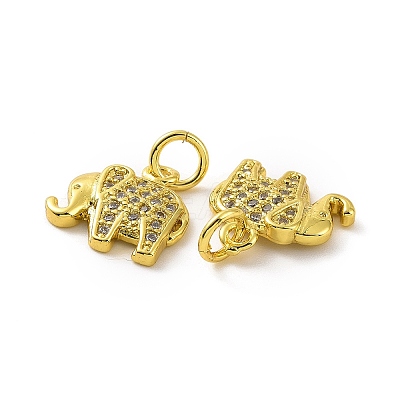 Brass Micro Pave Clear Cubic Zirconia Pendants KK-E068-VF057-1