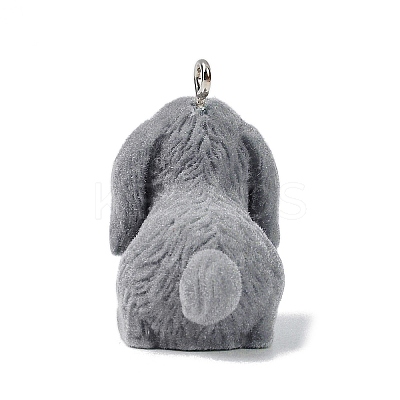 Animal Theme Flocky Opaque Resin Pendants RESI-H042-01P-18-1